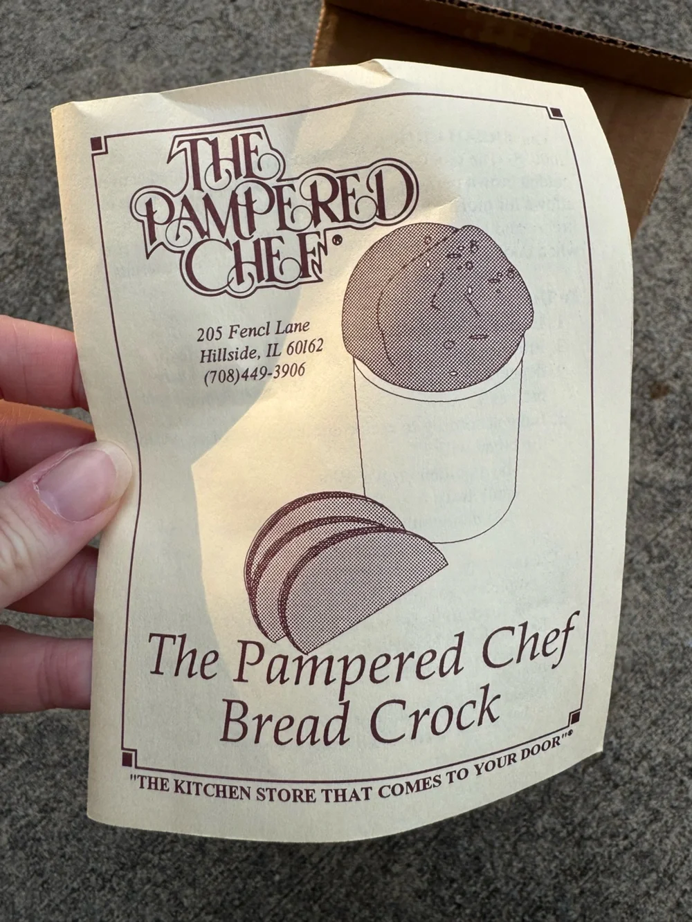 Vintage 1992 Pampered Chef Stoneware Bread Baking Crock USA Box Recipe